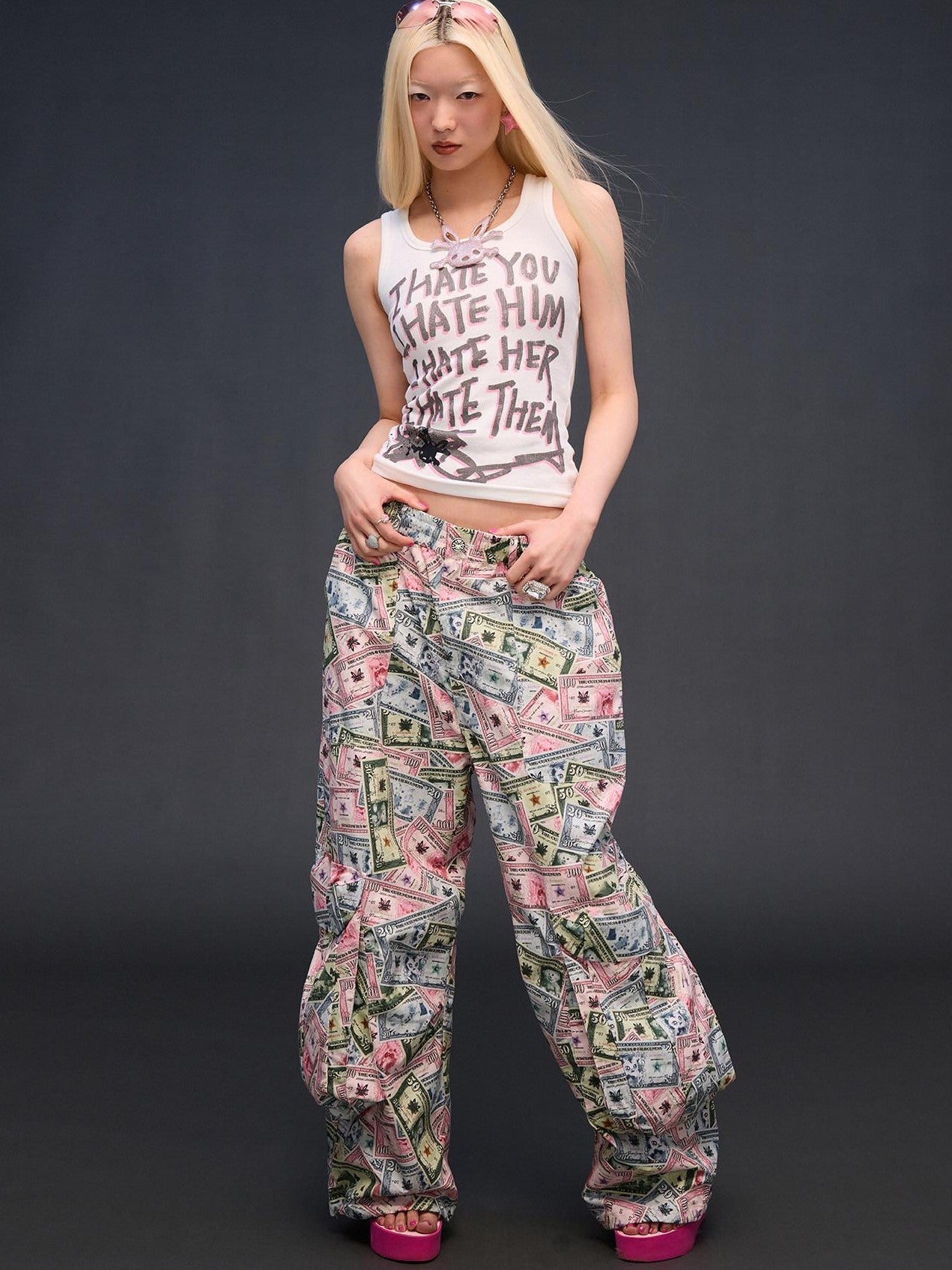 CFIERCE Money Print Cargo Multi Pocket Women&