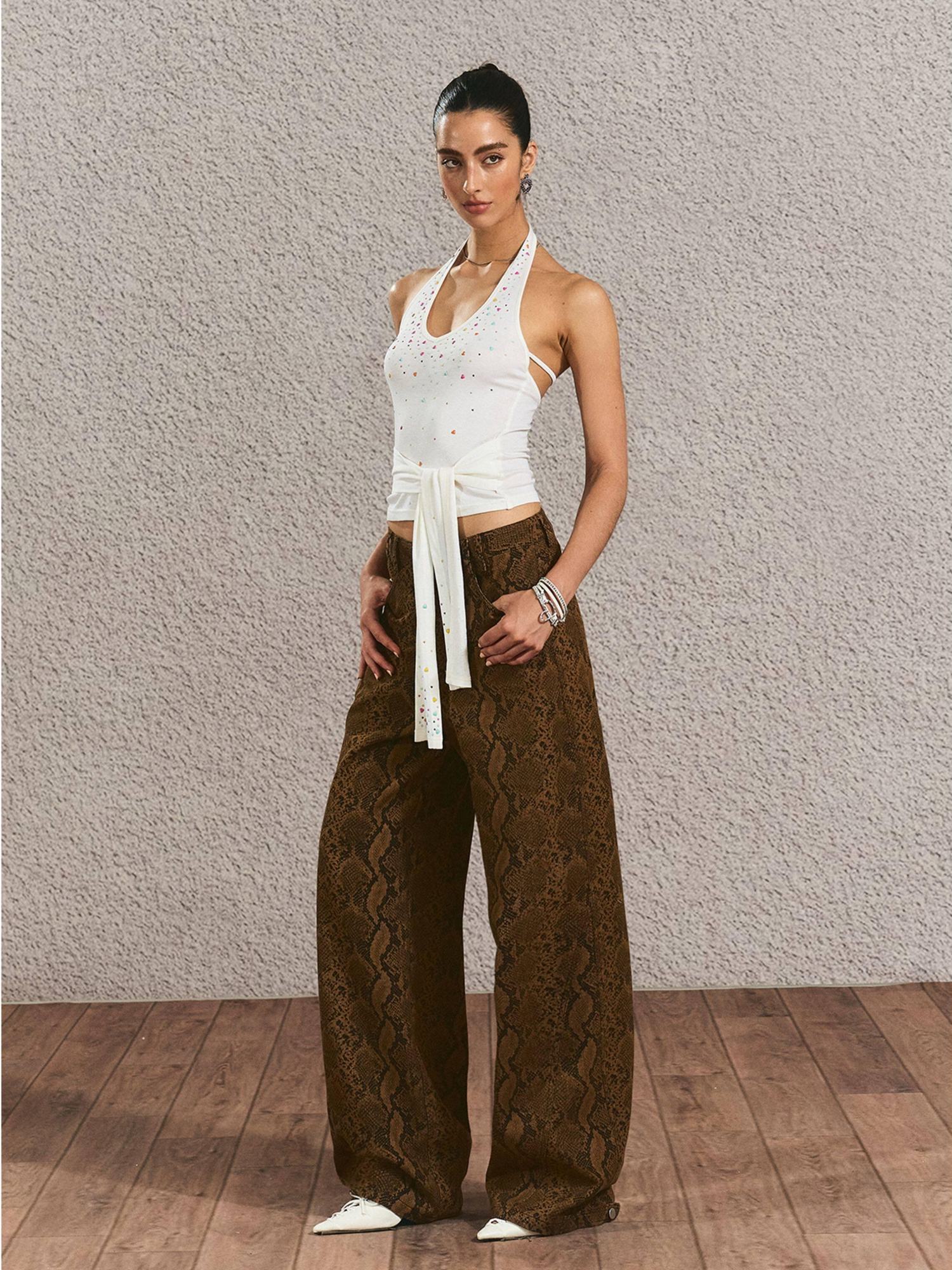 The NeverMore Durable Distressed Relaxed Fit Natural Waist Women Light Brown Wide Leg Jeans