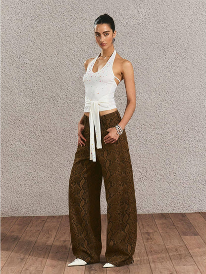 The NeverMore Durable Distressed Relaxed Fit Natural Waist Women Light Brown Wide Leg Jeans