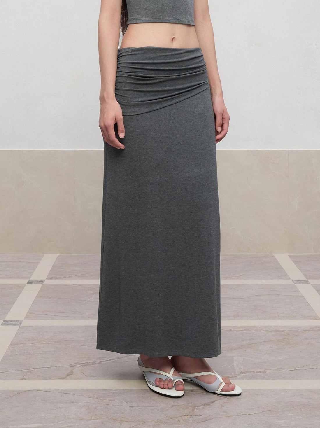 RUN TO THE FUTURE Lyocell Stretch Ruched Princess Midwaist Women City Commute Maxi Skirts