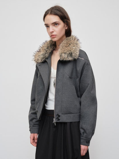 RUN TO THE FUTURE Versatile Cropped Relaxed Fit Commuting Zip Front Gray Track Jackets