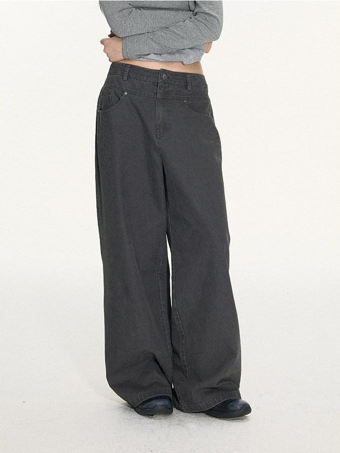 NAPSNAPS Distressed Graphite Wash Double Waist Women&