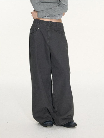 NAPSNAPS Distressed Graphite Wash Double Waist Women&