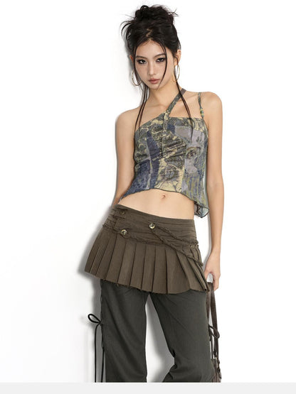 Low pixel Pure Cotton Low Waist Slim Fit Casual Women Olive Green Flared Pants