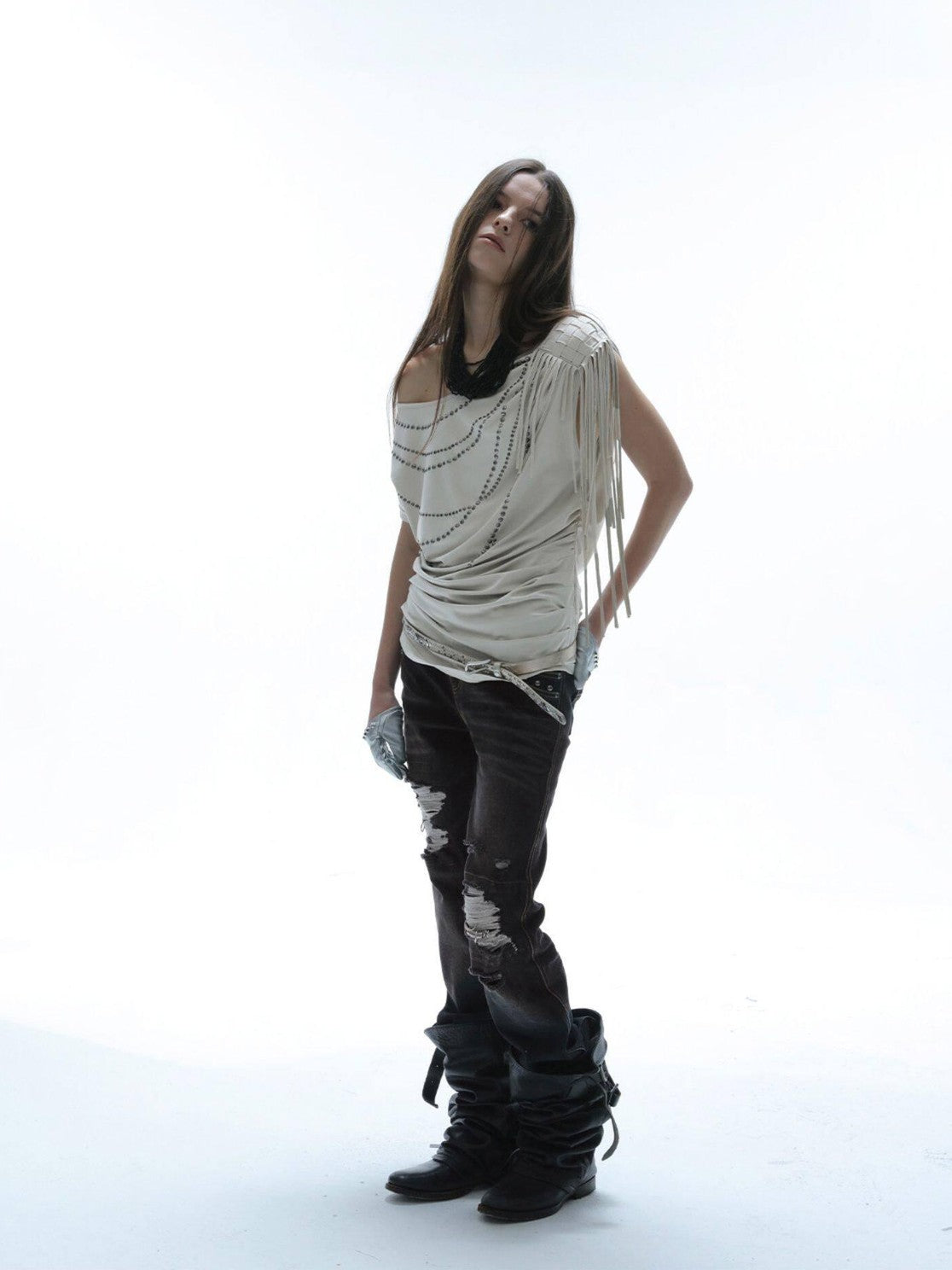 DoublePunch Dark Wash Whisker Distressed Ripped Low Rise Women&