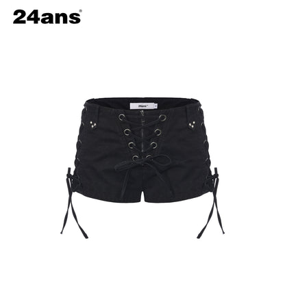 24ans Two Piece Long Sleeve Shorts Set For Women Black Gray Casual Denim Jackets