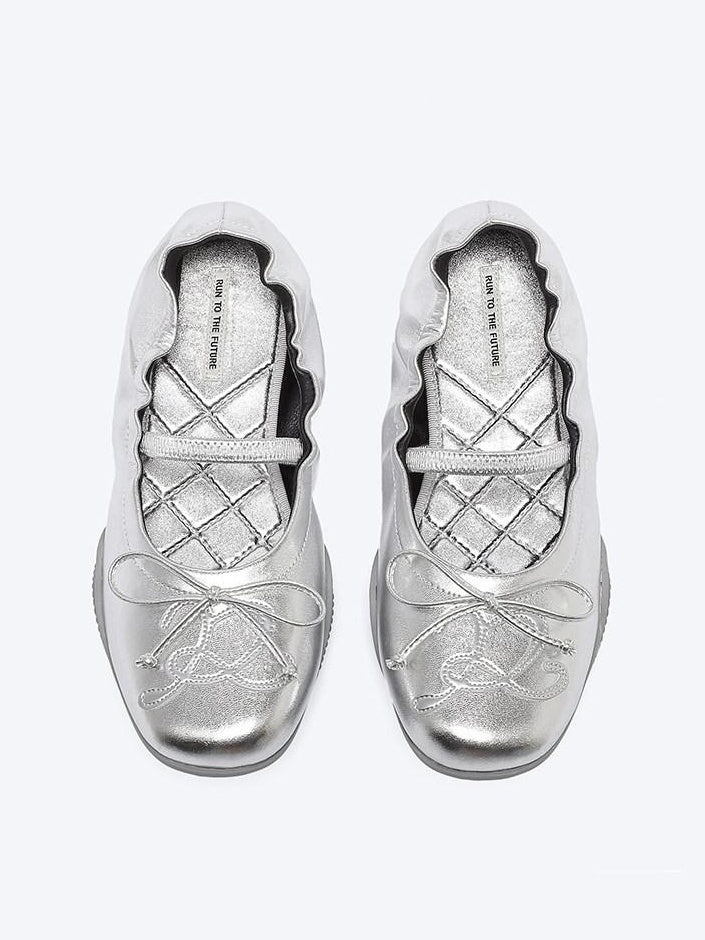 RUN TO THE FUTURE Cushioned Lambskin Casual Round Toe Microfiber Upper Rubber Sole Flats
