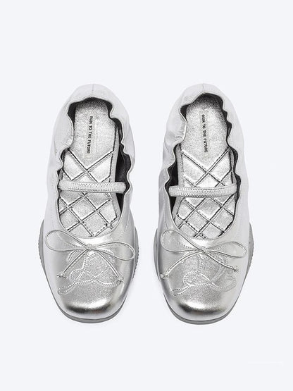 RUN TO THE FUTURE Cushioned Lambskin Casual Round Toe Microfiber Upper Rubber Sole Flats