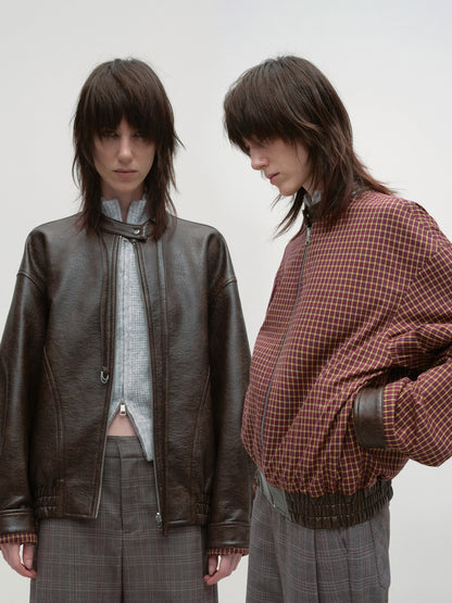 RUN_TO_THE_FUTURE_Vintage_Brown_Zipper_Loose_Fit_Stand_Collar_Commuter_Washed_Leather_Jackets_MISSTT
