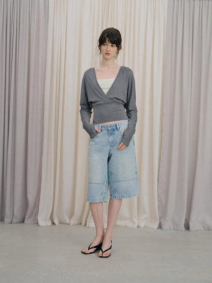 DKZ OFFICIAL Gray Colorblock Batwing Sleeve Women&