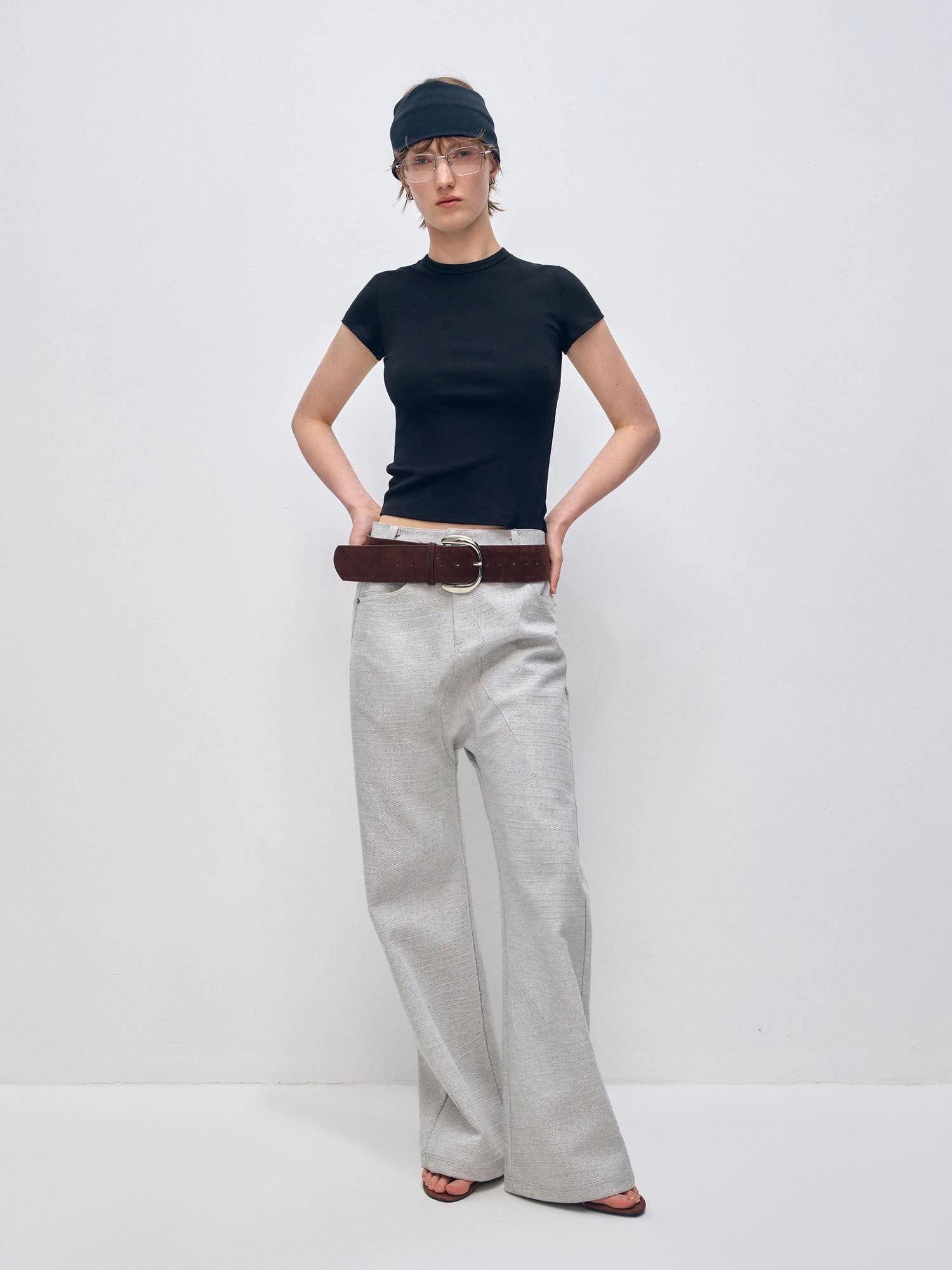 RUN TO THE FUTURE Minimalist Vintage Low Waist Zipper Pocket Office Womens Straight Pants