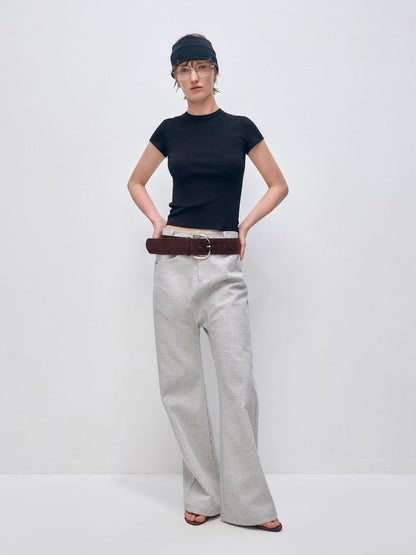 RUN TO THE FUTURE Minimalist Vintage Low Waist Zipper Pocket Office Womens Straight Pants