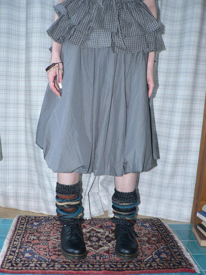 ang project Gray Pleated Elastic Waist Women&