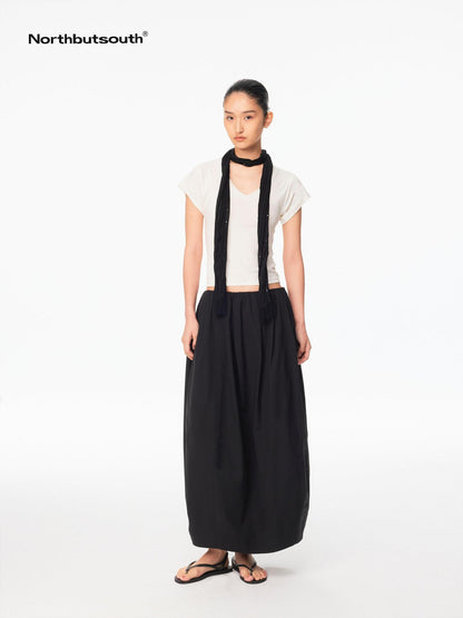 Northbutsouth Classic Casual Mid Low Waist Back Slit Balloon Women&