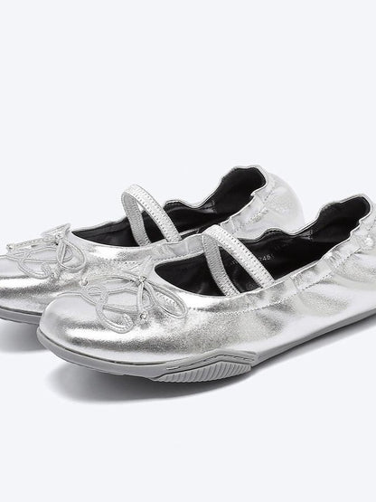 RUN TO THE FUTURE Cushioned Lambskin Casual Round Toe Microfiber Upper Rubber Sole Flats