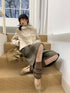 Dorydory Faux Fur Collar Double Breasted Straight Cut Women&