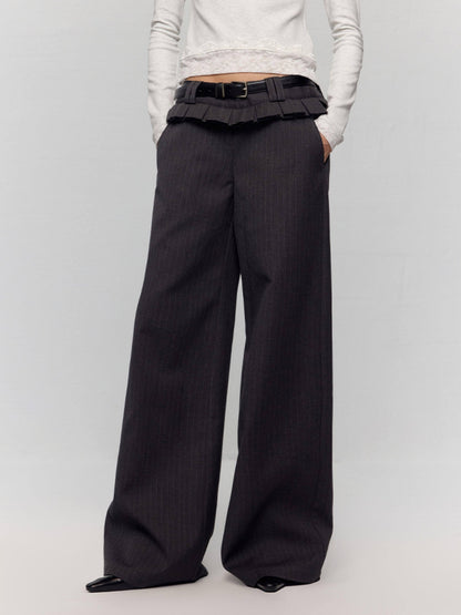 RUN TO THE FUTURE Original Low Waist Zip Fly Pocket Gray Womens Viscose Stretch Straight Pants