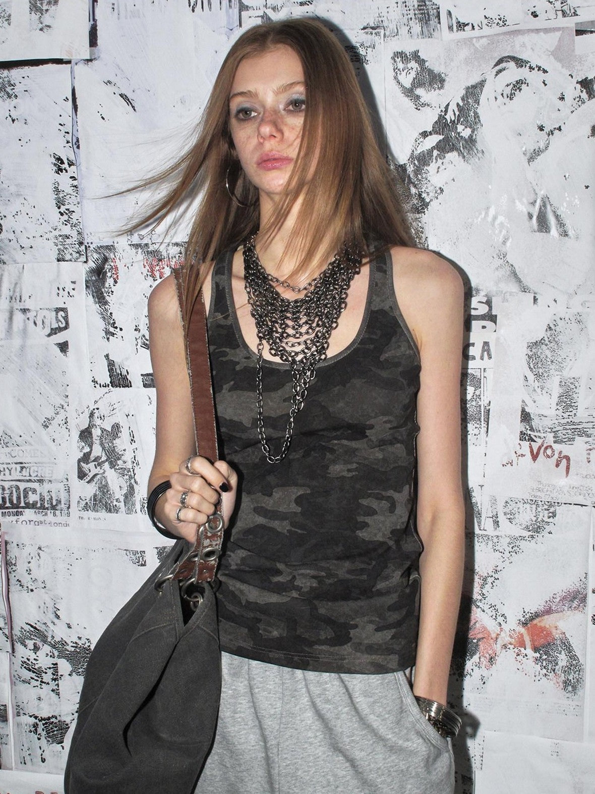 wear And tear Dark Camouflage Back Line Print Racerback Slim Women&