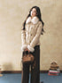 7Shiftin Warm Down Filled Plush Fur Collar Slim Fit Button Cropped Women Knit Sweaters
