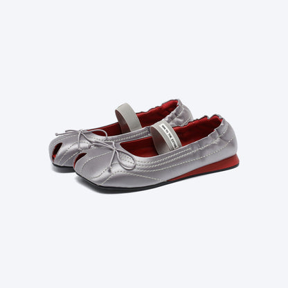 RUN TO THE FUTURE Cross Strap Casual Peep Toe Leather Lined Microfiber Upper Women Black Flats