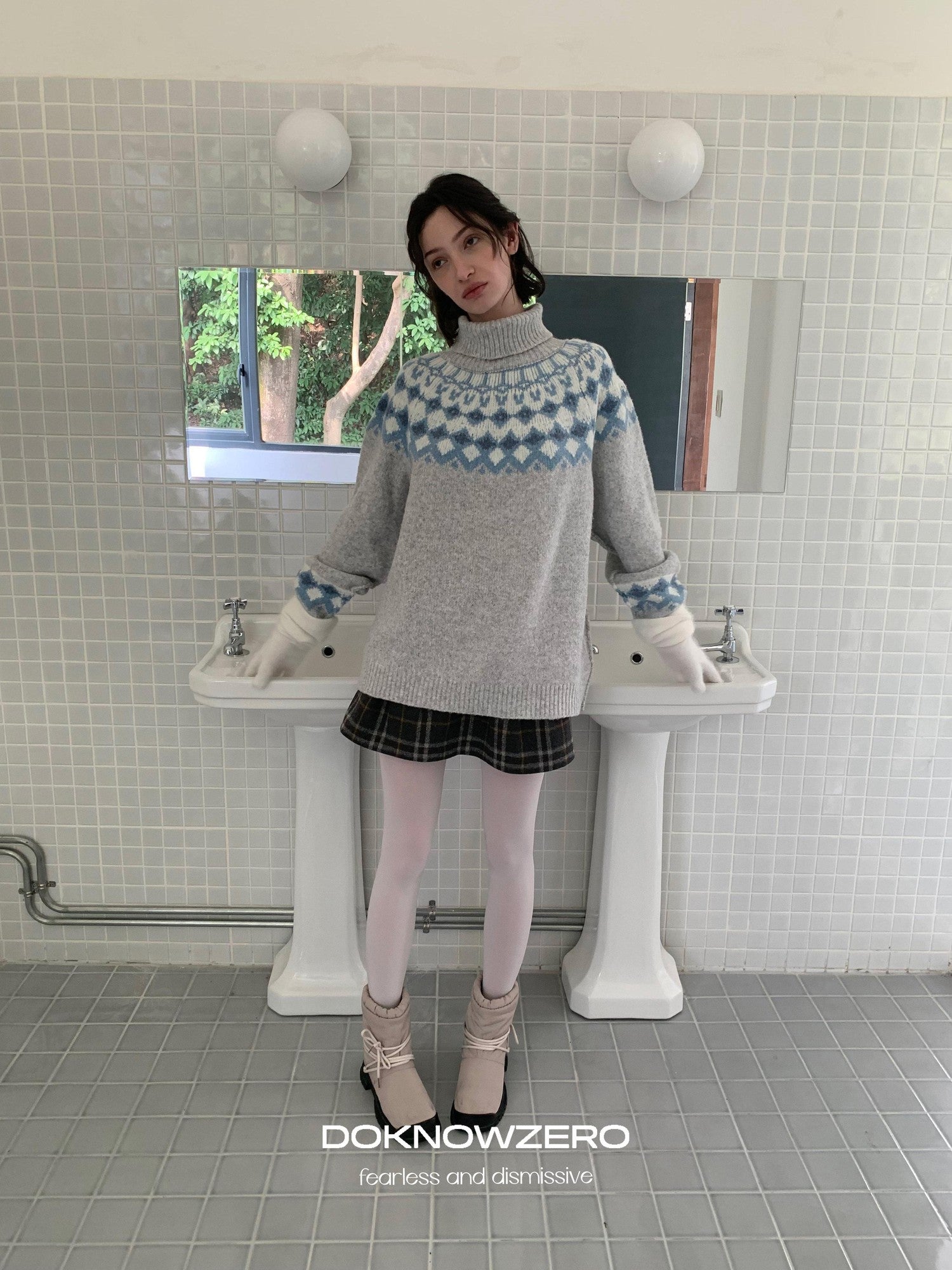 DKZ OFFICIAL Nordic Fair Isle Jacquard Oversized Women&