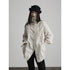 INDULGE Elegant Pleated Loose Fit Stand Collar Long Sleeve Cotton Blend Daily Blouses