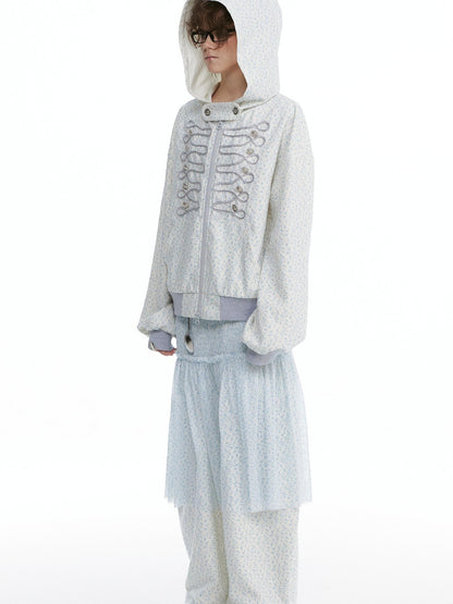 nit alcove Floral Zip Hoodie Loose Fit Long Sleeve Unisex Long Pants Top &amp; Pants Sets