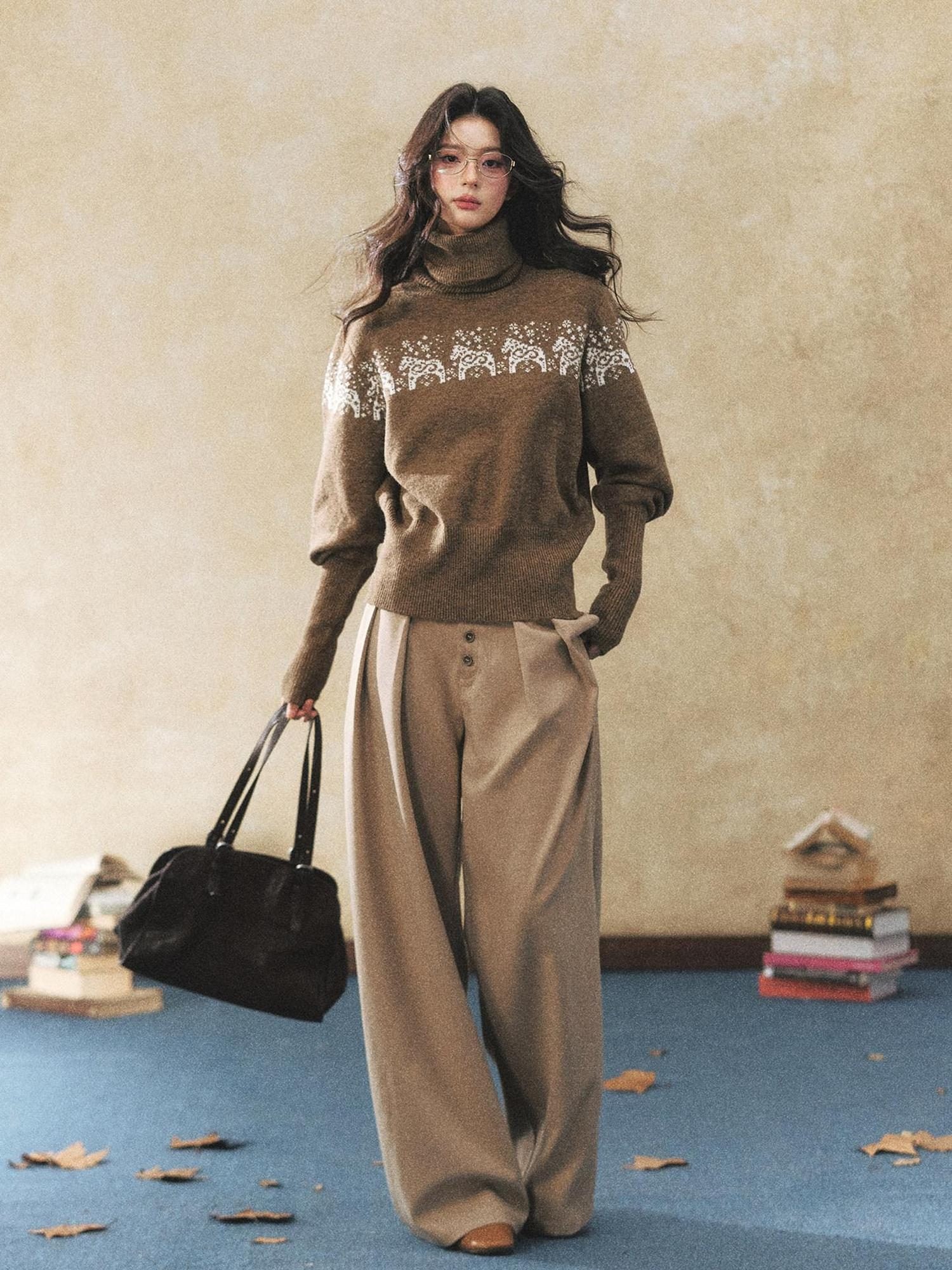7Shiftin Comfortable Natural Waist Button Front Casual Khaki Women Wide Leg Pants