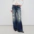RUN TO THE FUTURE Vintage Distressed Low Rise Ripped Loose Fit Women Cotton Zipper Wide-Leg Jeans