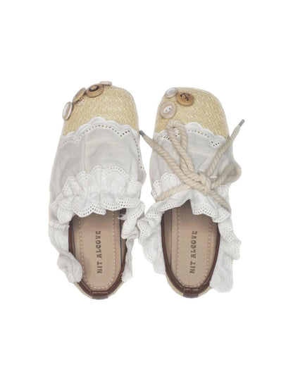 nit alcove Embroidered Sweet Closed Toe Flat Comfort Everyday Women Synthetic Beige Slides