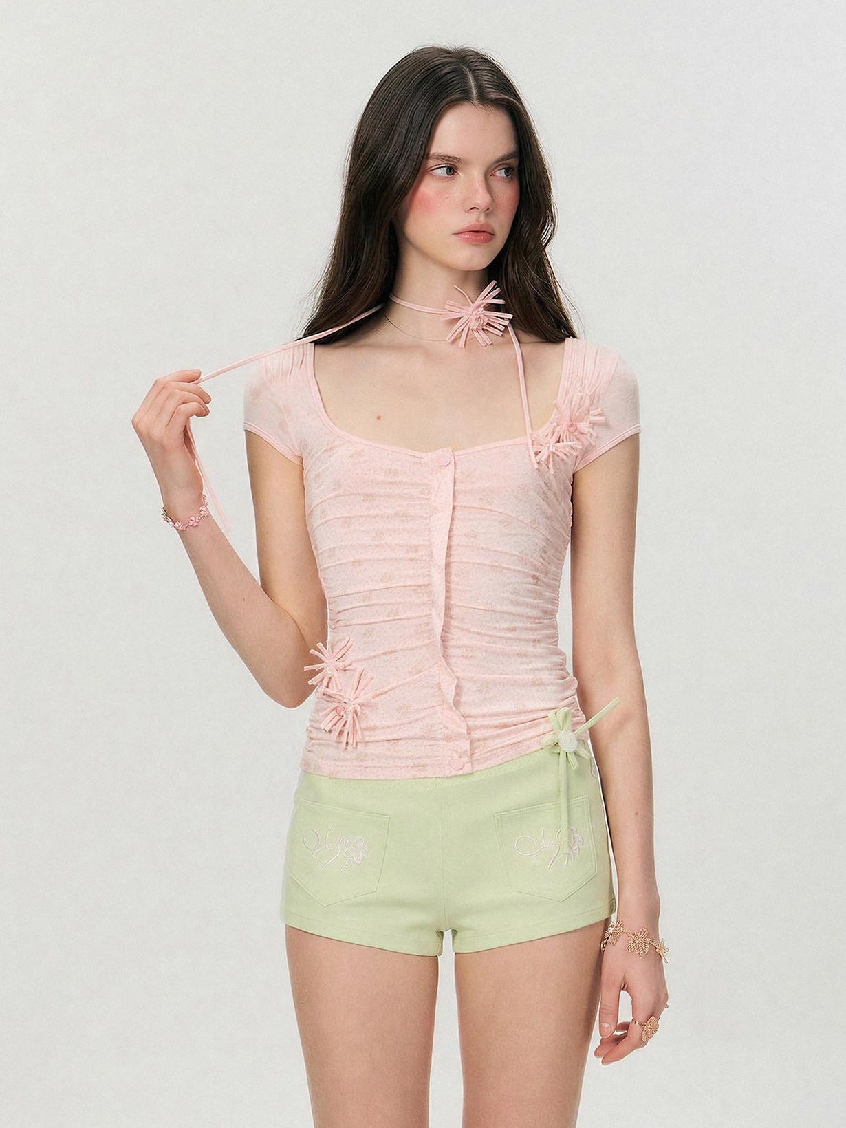 The NeverMore Eco Viscose Stretch Vintage Slim Short Sleeve Ladies Crop Tee Basic Crop Tops