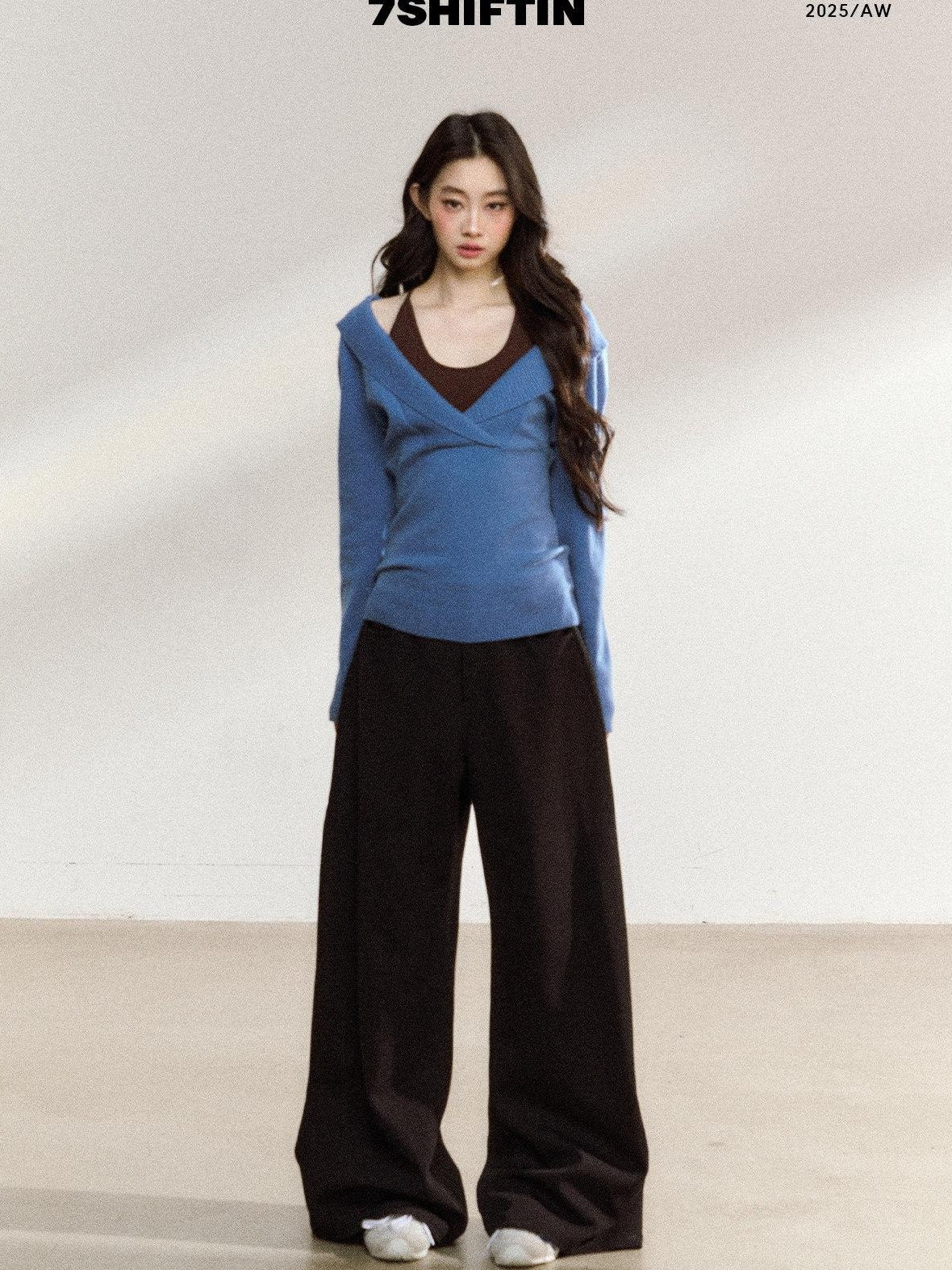 7Shiftin Soft Modal Acrylic Blend Casual V-neck Pullover Long Sleeve Women Knit Sweaters