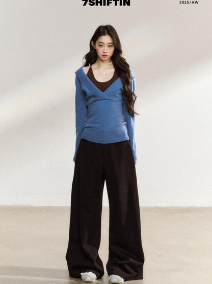 7Shiftin Soft Modal Acrylic Blend Casual V-neck Pullover Long Sleeve Women Knit Sweaters