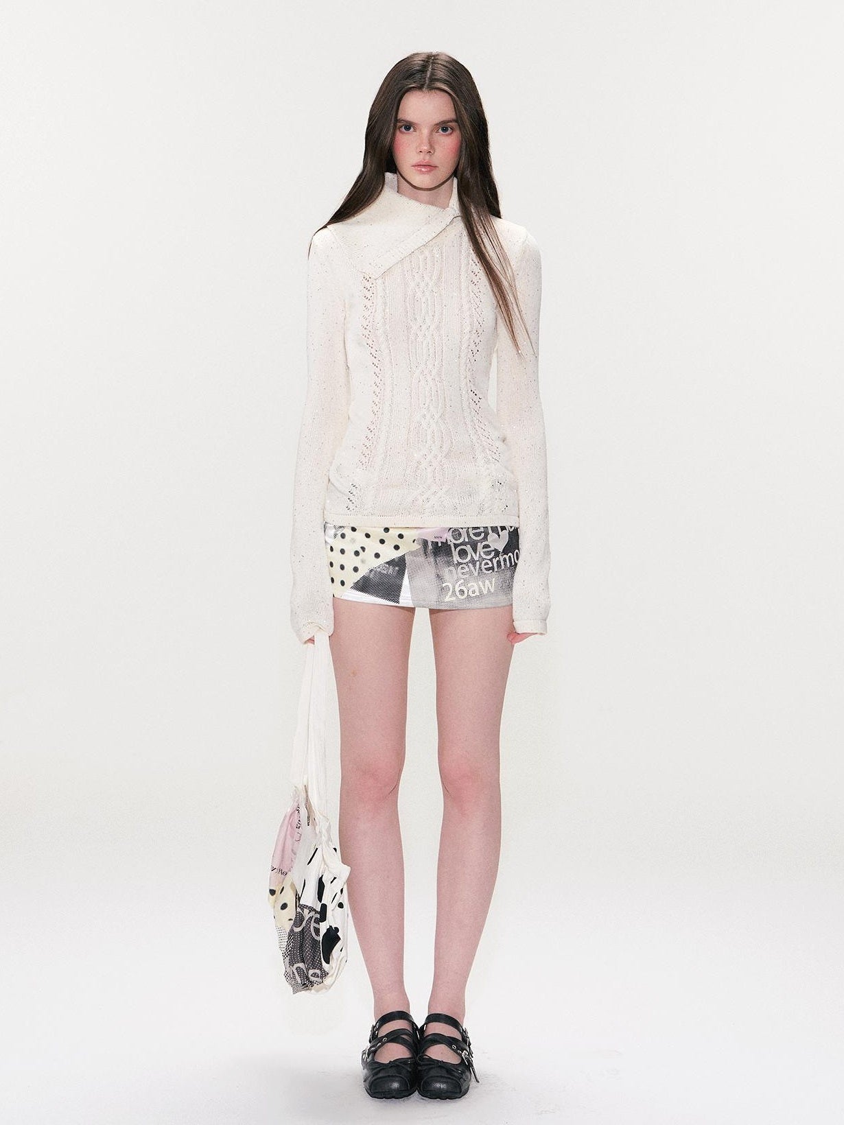 The NeverMore Alphabet And Number Print Cotton Pouch Double Strap Youth Casual White Tote Bags