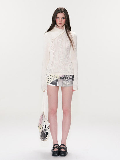 The NeverMore Alphabet And Number Print Cotton Pouch Double Strap Youth Casual White Tote Bags