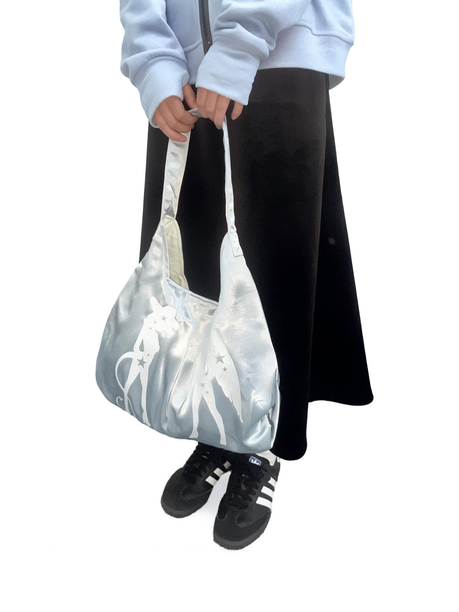 takeabreak Light Blue Silky Satin Tote Print Women&