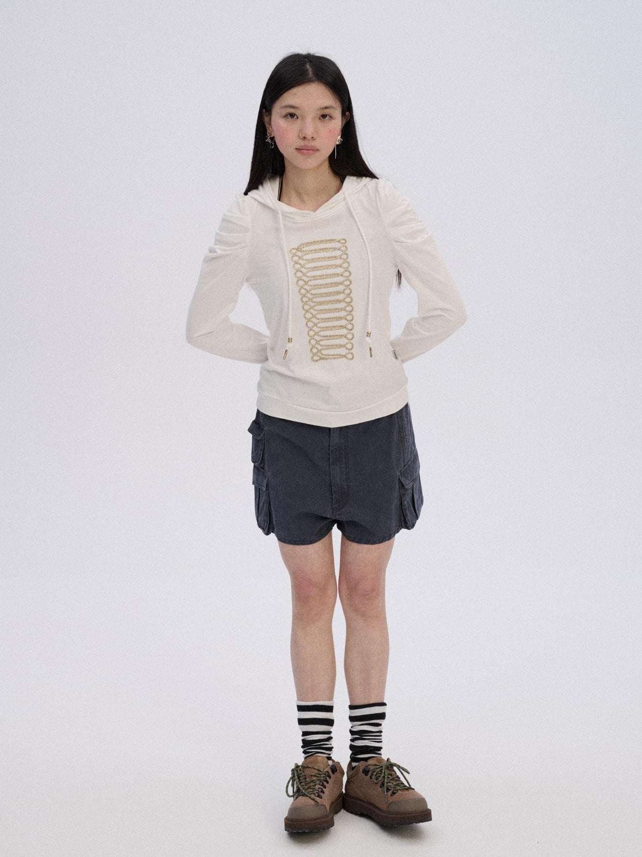 Achihara Pure Cotton Soft White Straight Fit Casual Women Pullover Long Sleeve T-Shirts
