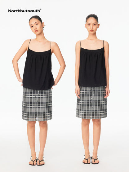 Northbutsouth Black White Check Textured Convertible Strapless Women&
