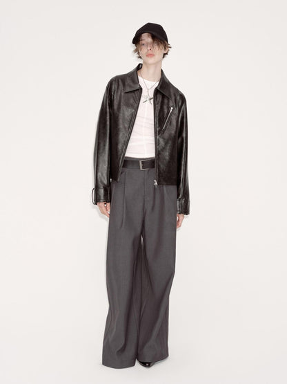 RUN TO THE FUTURE Minimalist Original Low Waist Women High Gray Poly Viscose Wide-Leg Pants