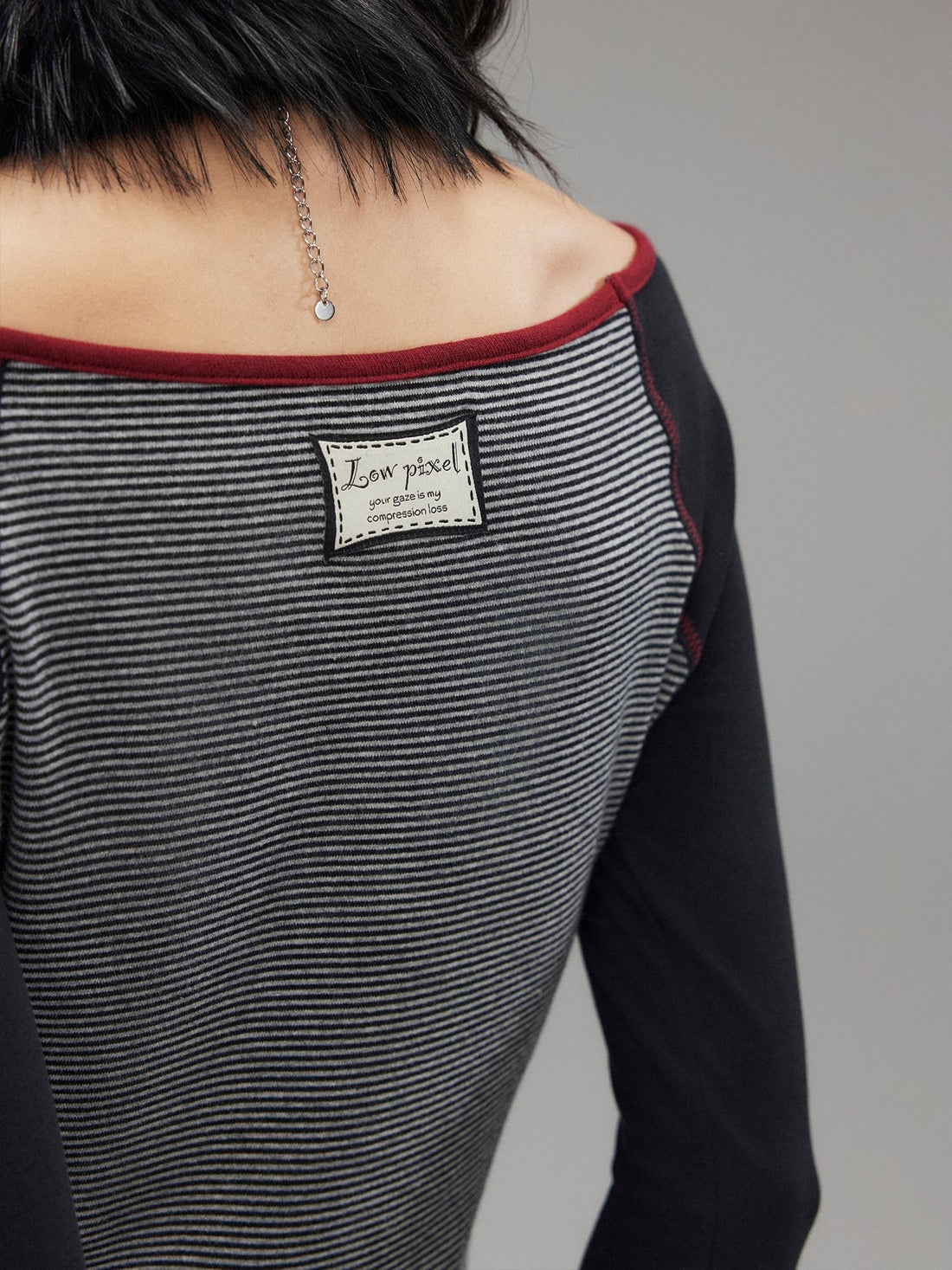Low pixel Casual Slim Fit Longsleeve Striped Cotton Knit For Her Off Shoulder Crop Tops