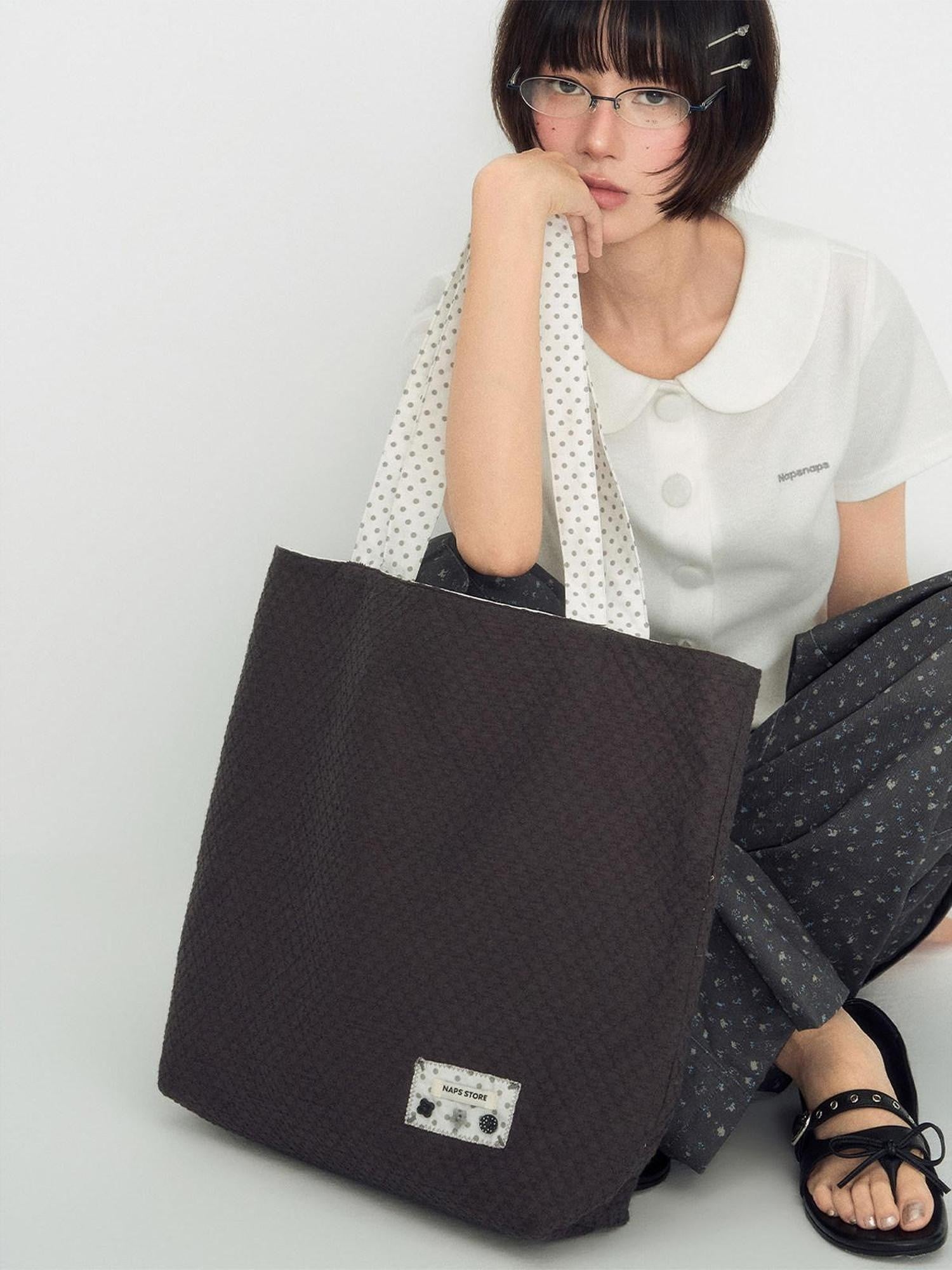 NAPSNAPS Reversible Vintage Boxy Polka Dot Embroidered Women&