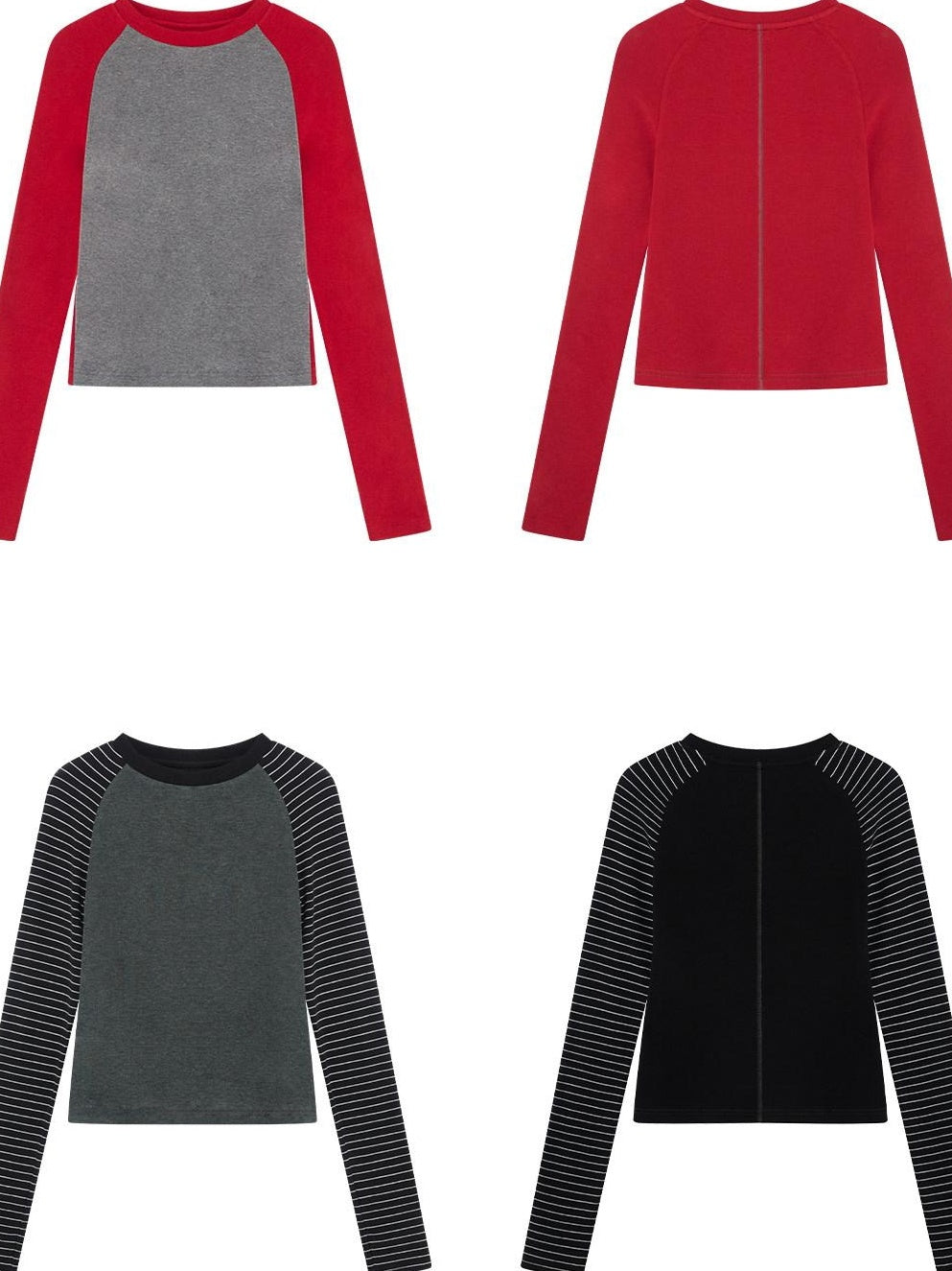 RUN TO THE FUTURE Slim Fit Casual Raglan Sleeve Striped Crew Neck Women Long Sleeve T-Shirts
