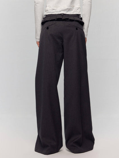 RUN TO THE FUTURE Original Low Waist Zip Fly Pocket Gray Womens Viscose Stretch Straight Pants