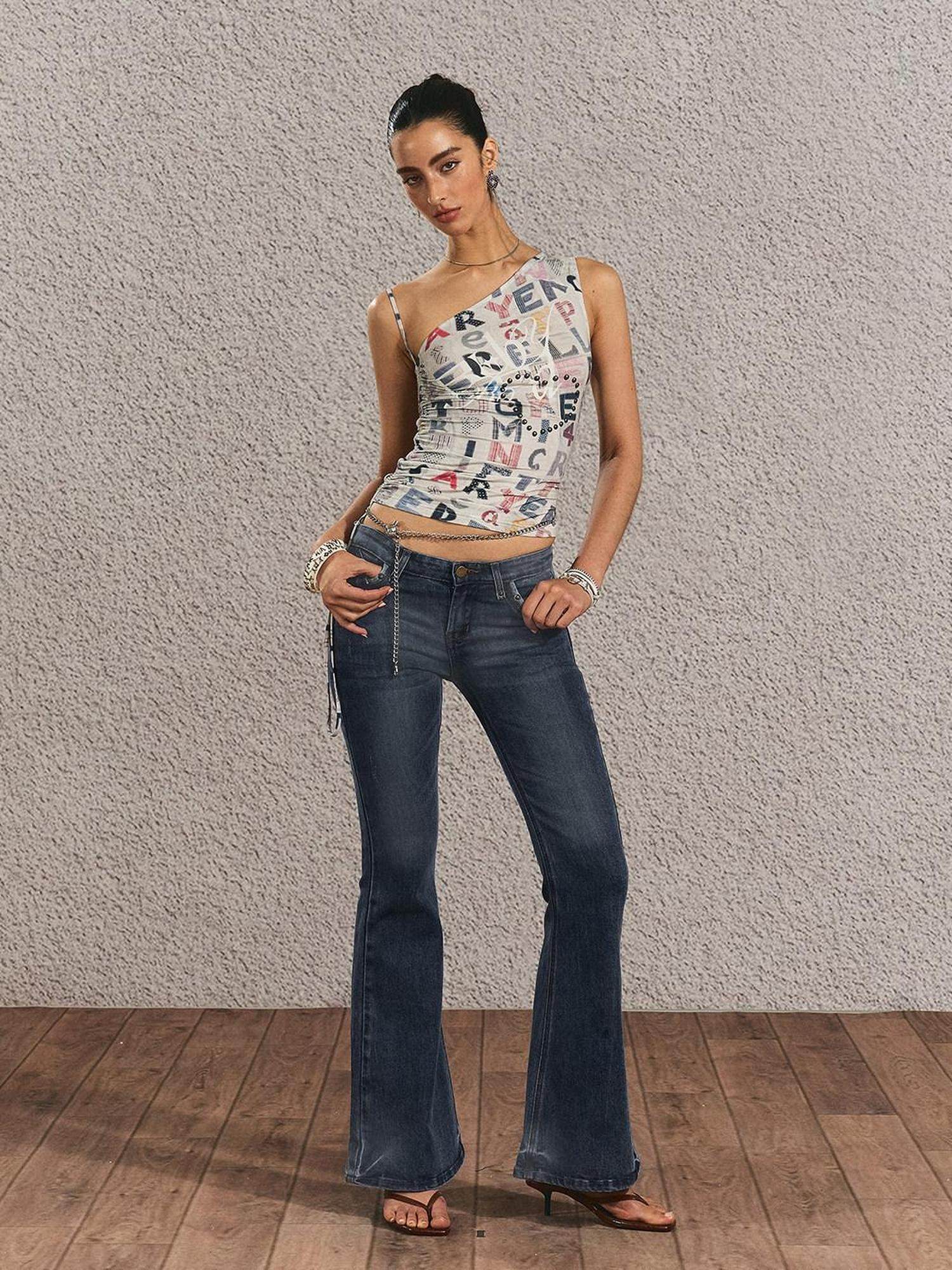 The NeverMore Original Backless Slim Fit Cropped Cotton Women Printed Letter Tank Tops