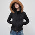 RUN TO THE FUTURE Slim Fit Hooded Button Front Cropped Commuter Women Casual Black White Hoodies
