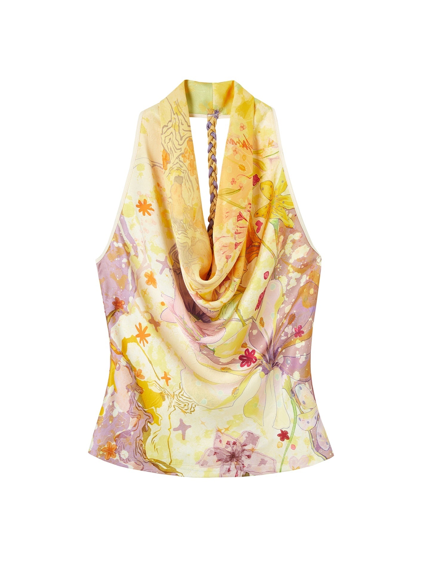 OfAkiva_Purple_Printed_Draped_Halter_Backless_Cropped_Women&