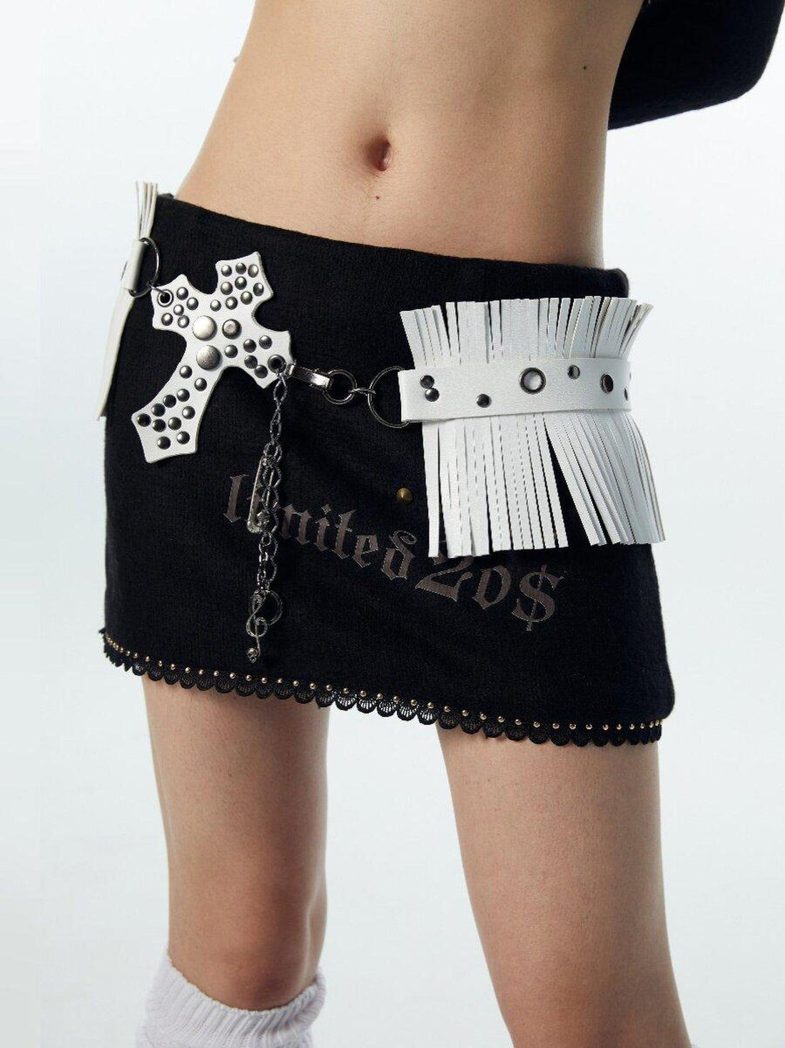 nit alcove Versatile Studded Low Waist Distressed Pu Women Teens Casual City Belts