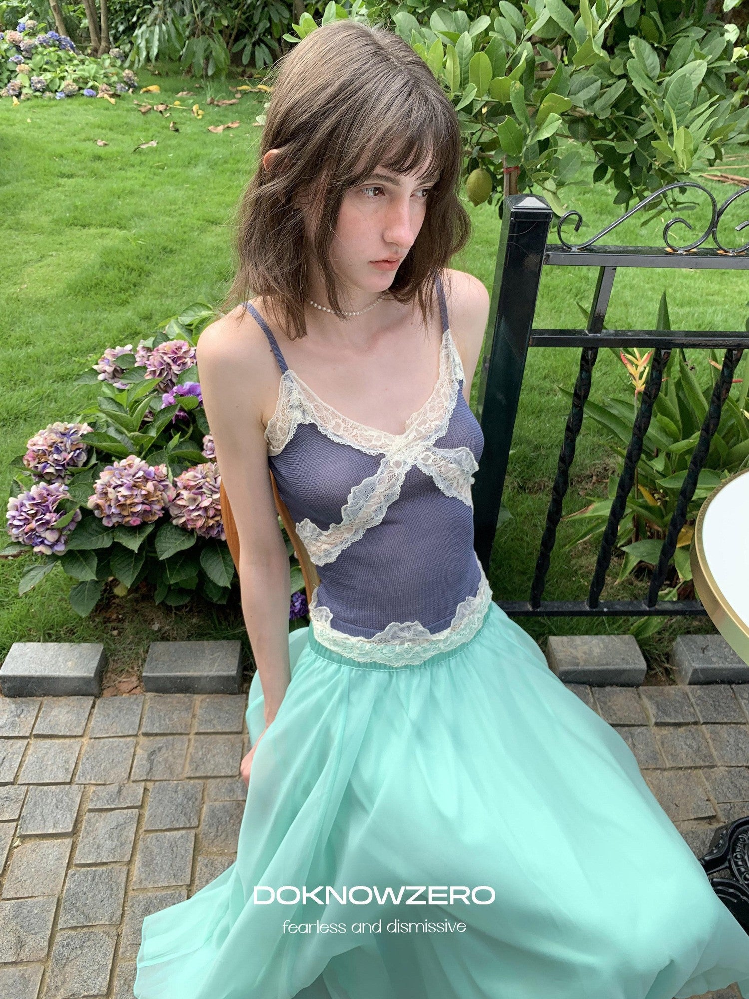 DKZ OFFICIAL Mint Green Tulle A Line Drapey Elastic Waist Women&
