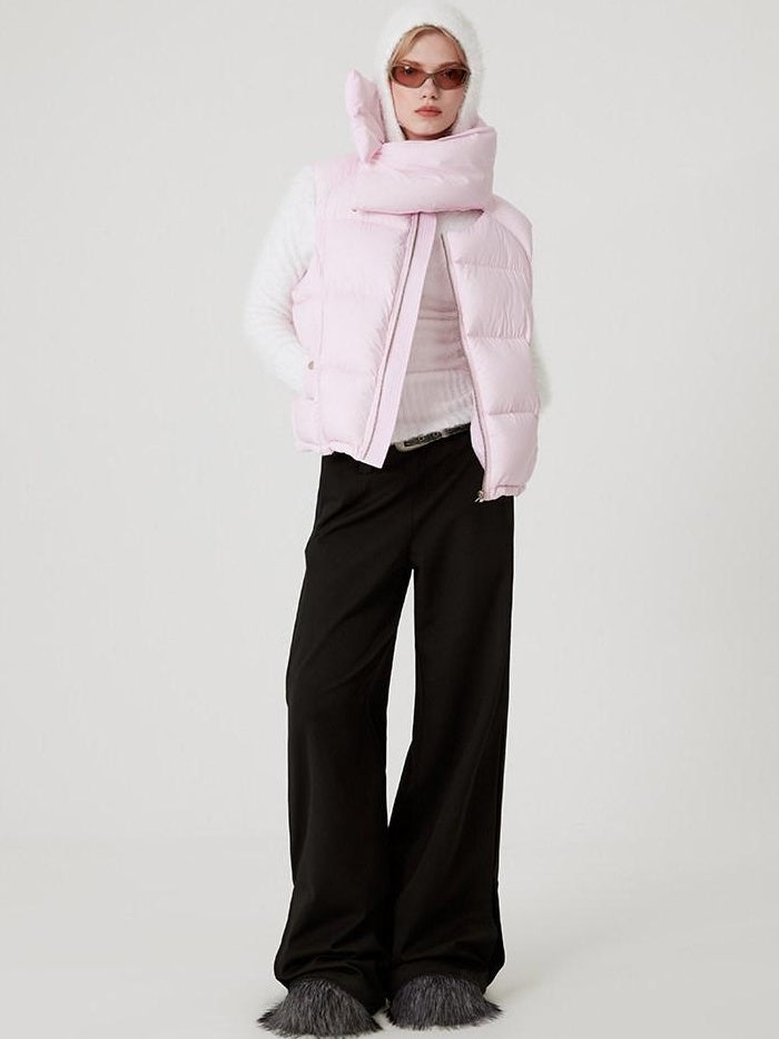 RUN TO THE FUTURE 90 Percent White Down Sleeveless Cropped Straight Korean Women Down Jackets