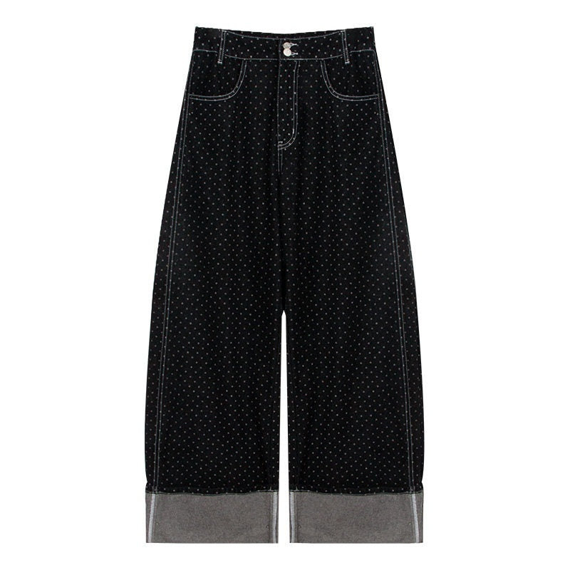 NAPSNAPS_Dark_Washed_Polka_Dot_Cuffed_Low_Rise_Zipper_Women&